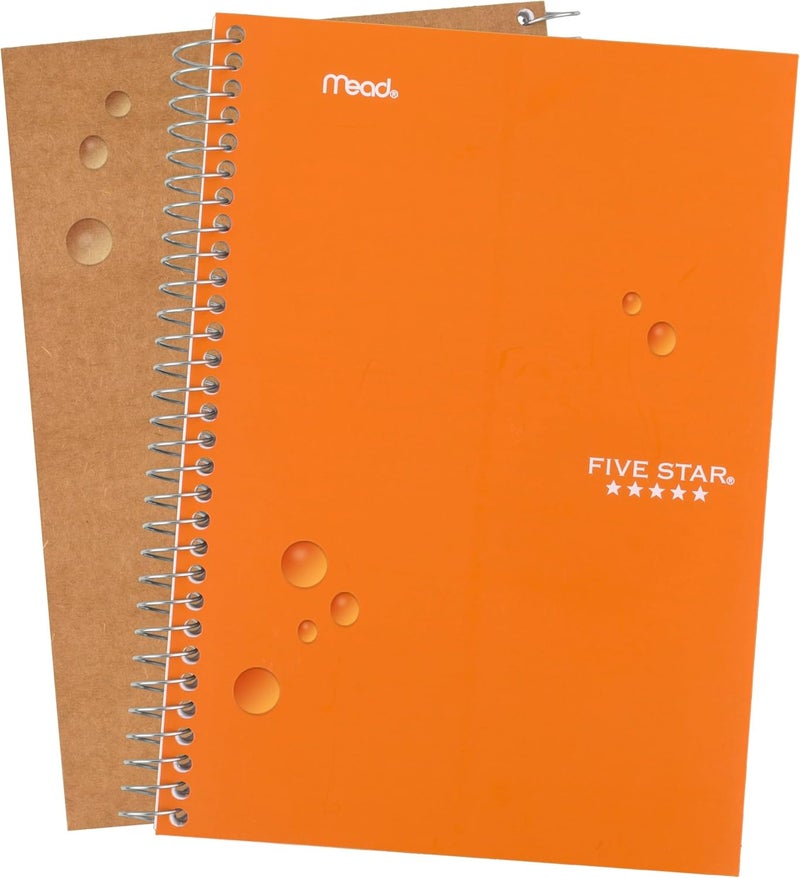 Five Star Spiral Notebook, 2 Subject, College Ruled Paper, 6" x 9-1/2", 80 Sheets, Fights Ink Bleed, Water Resistant Cover, Sedona Orange (840029CD1-ECM) - Image 5